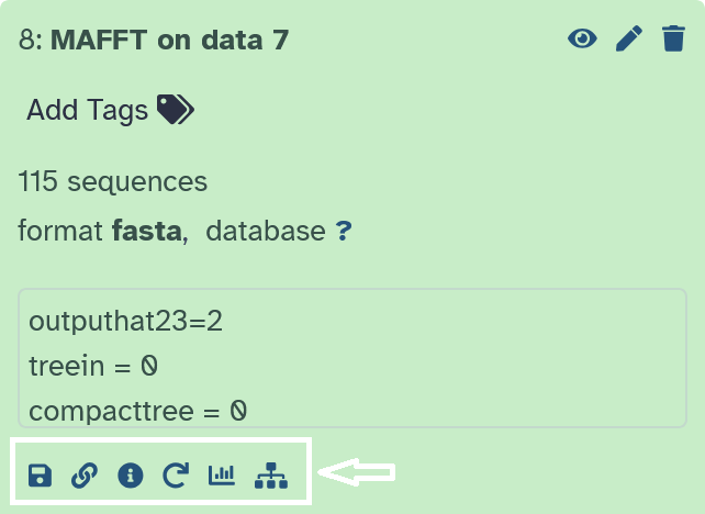 Icons near Galaxy outputs